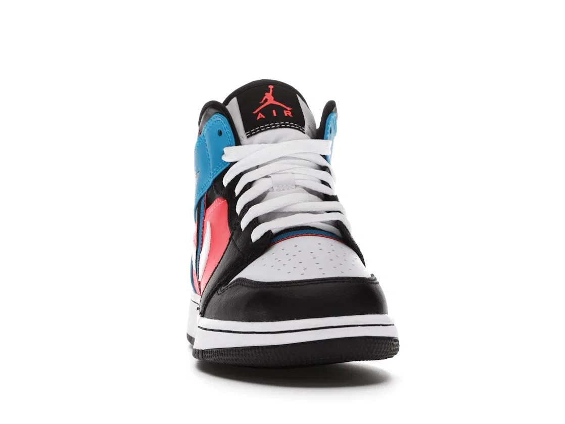 Детские кроссовки с принтом Jordan 1 Mid Tri Color Ribbons Jordan, Black/Blue-Infrared-White — фото 2