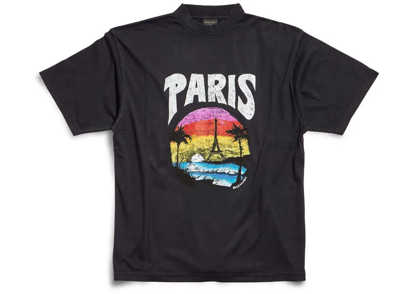 Мужская футболка с принтом Balenciaga Paris T-shirt Medium Fit, Black