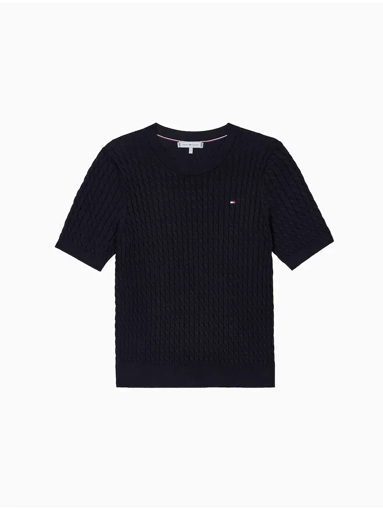 Свитер мини кейбл круговой вязки TOMMY HILFIGER, Black