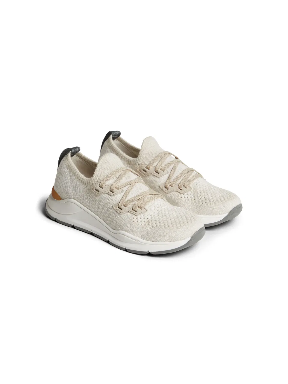 Трикотажные кроссовки Brunello Cucinelli Kids, нейтральные цвета