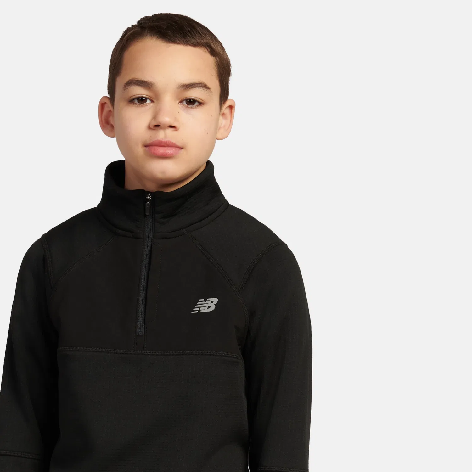 Детский лонгслив с молнией на четверть Slim Fit NB Essential New Balance, Black — фото 3