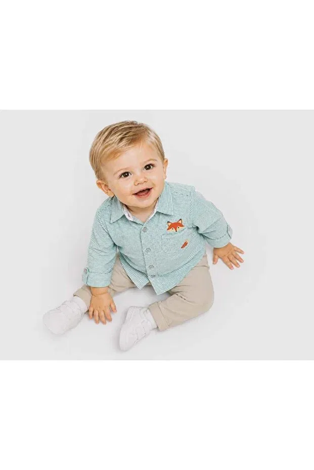 Детская рубашка для мальчиков с длинным рукавом Isis baby boy striped shirt Outlet, Green