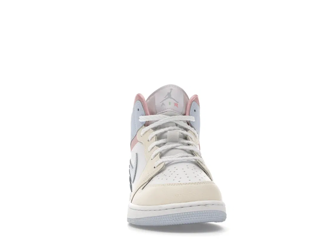 Детские кроссовки повседневные Jordan 1 Mid SE Jordan, Half Blue/Pale Ivory/White/Half Blue — фото 2