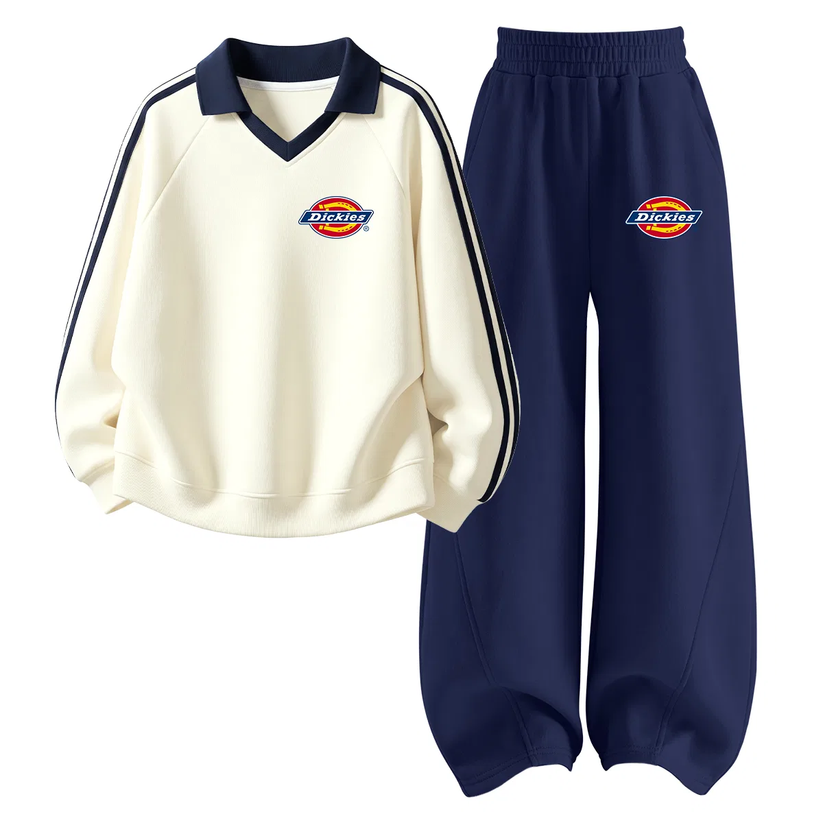 Детский спортивный комплект с поло-воротником Dickies, Ivory White/Navy Blue