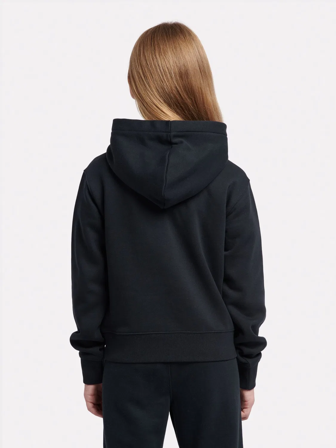 Худи New Balance Black Brush Back Stacked Logo, черный — фото 3