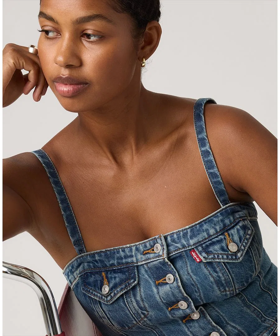 Топ без рукавов из денима с квадратным вырезом Levi's, All Over Blue — фото 3