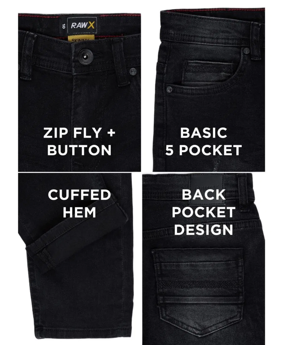 Джинсы с потертостями Rip And Repair Big Boys Distressed Jeans Raw X, Black 99008 — фото 3