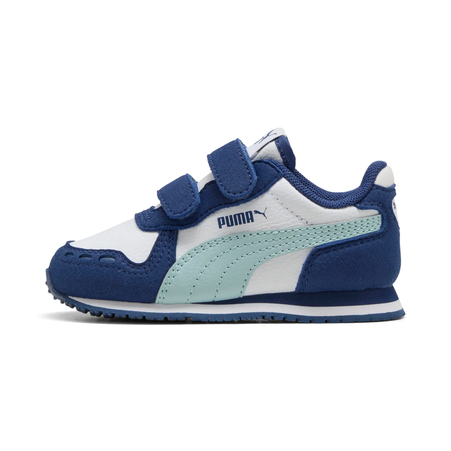 Детские кроссовки с ретро-стилем Cabana Racer PUMA, White/Fresh Water/Blue Jewel — фото 2