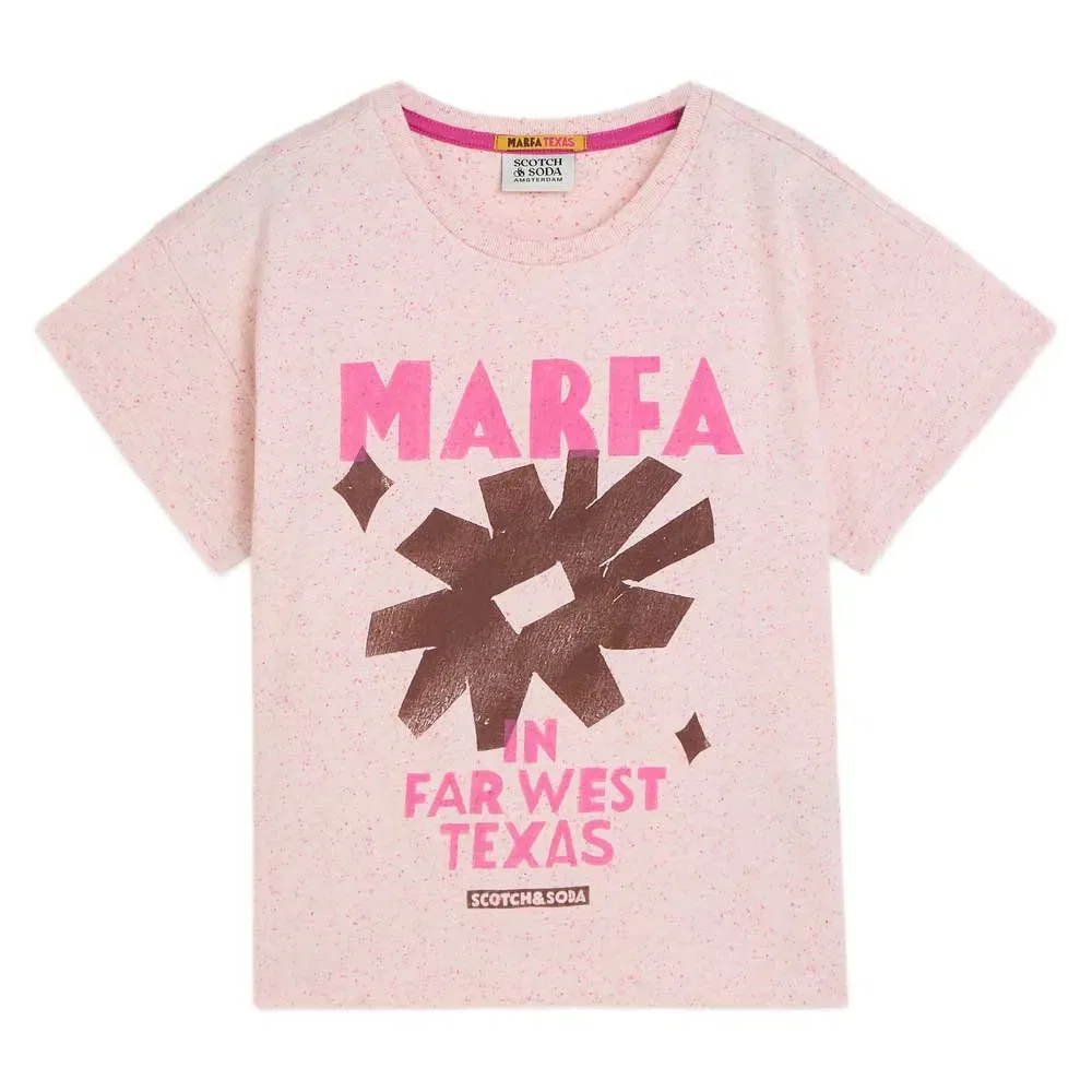 Детская футболка для девочек с принтом Front Artwork Neps Loose Fit T-Shirt Scotch & soda, Pink