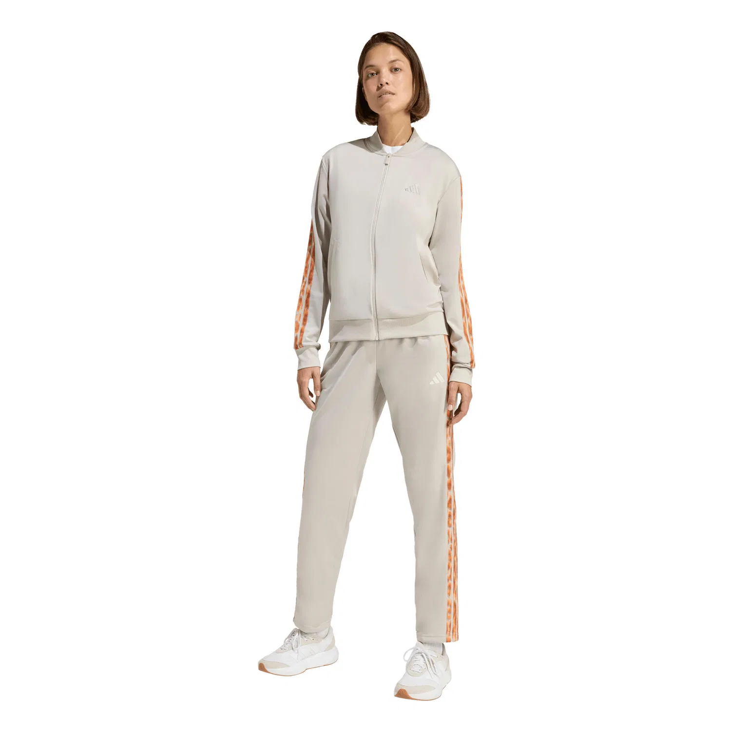 Женский спортивный костюм с леопардовым принтом 3-Stripes Track Suit Infi Adidas, Grau Orange Grau