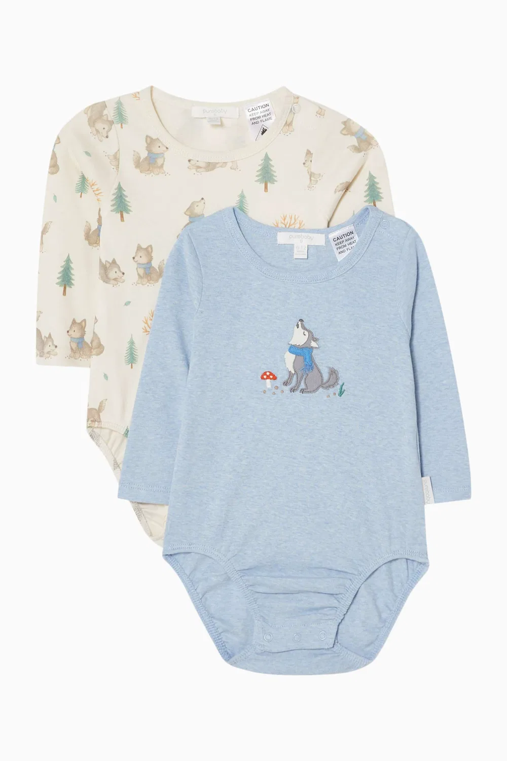 Боди-комбинезон из органического хлопка комплект из 2 штук Wolf Club Purebaby, синий