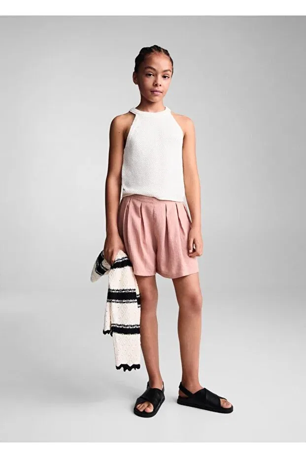 Детские шорты для девочек хлопковые Mango Kids, Pink — фото 2