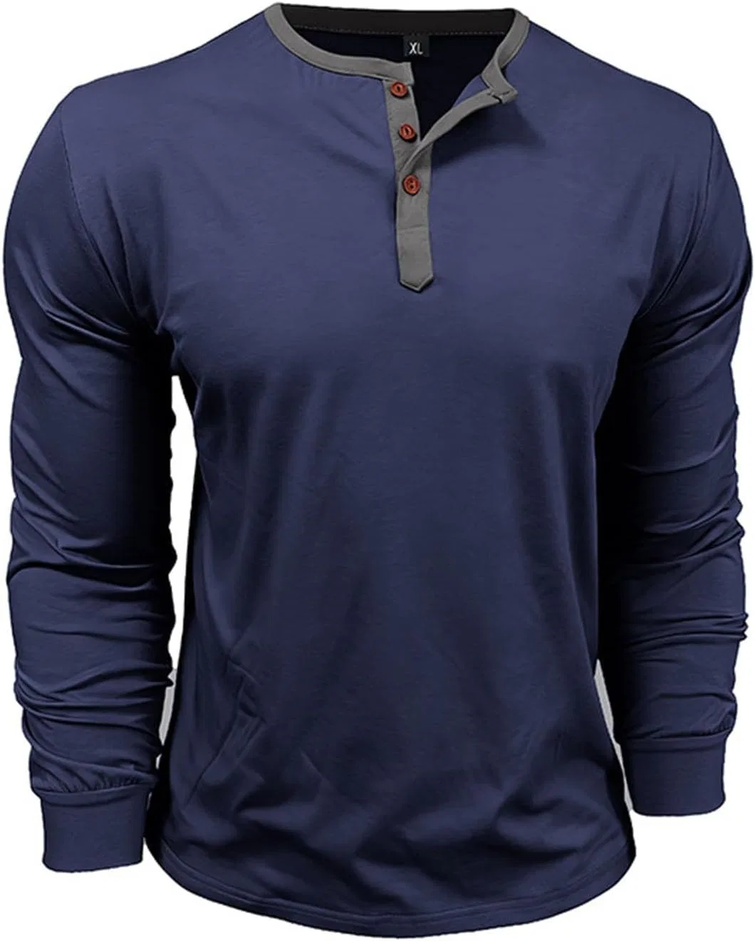 Мужская хлопковая рубашка-поло с тремя пуговицами Henley, Blue — фото 3