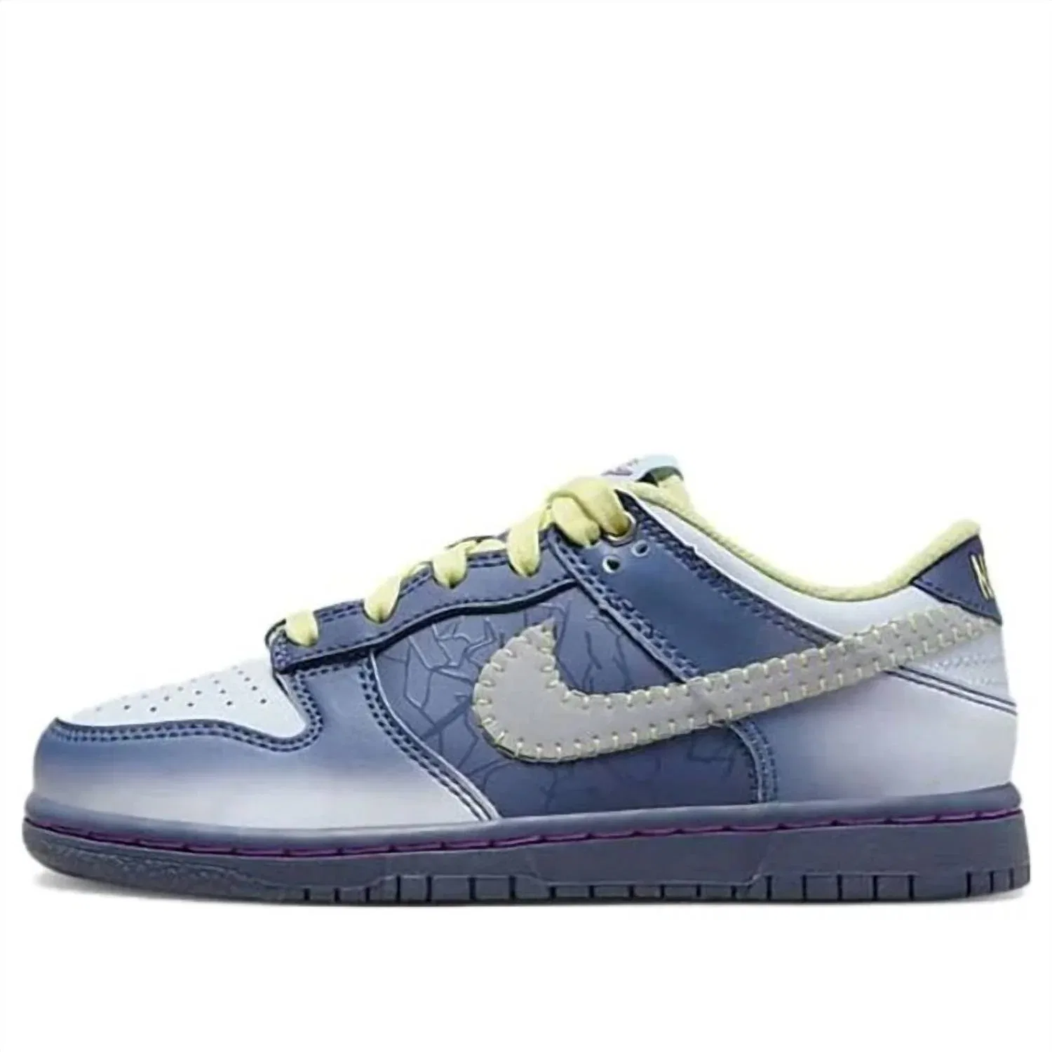 Детские кроссовки Nike Dunk Low Frankenstein с принтом, Diffused Blue/Blue Tint-Luminous Green — фото 2