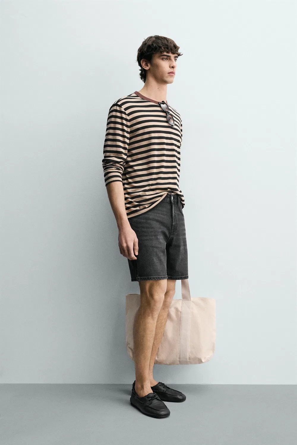 ДЖИНСОВЫЕ ШОРТЫ СТАНДАРТНОГО КРОЯ-БЕРМУДА ZARA, Charcoal — фото 4