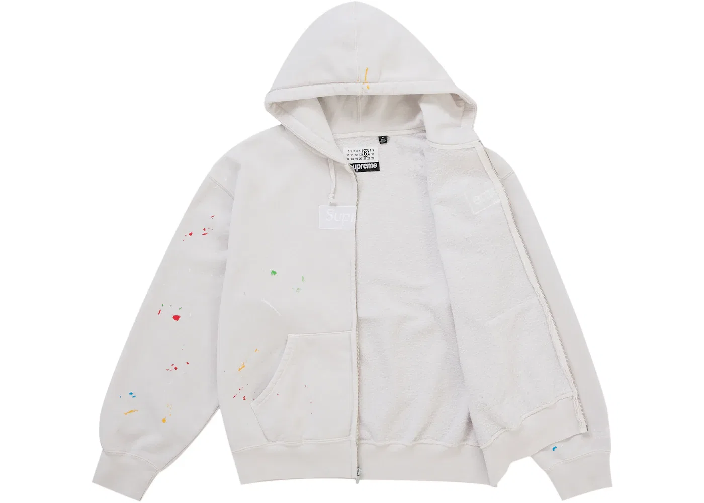 Мужская худи на молнии с принтом Supreme MM6 Maison Margiela Box Logo, White — фото 2