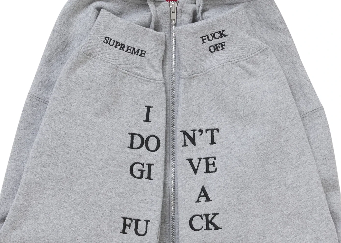 Мужская худи на молнии Supreme IDGAF Zip Up Hooded Sweatshirt, Heather Grey — фото 3