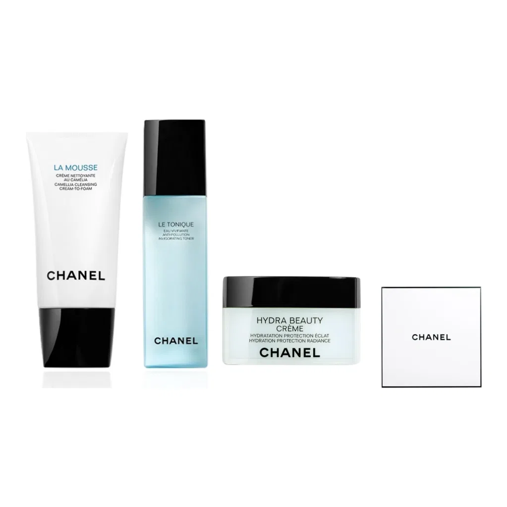 Женский набор средств по уходу за кожей с камелией CHANEL, Cleansing Milk 150мл + Toner 160мл + Moisturizing Cream
