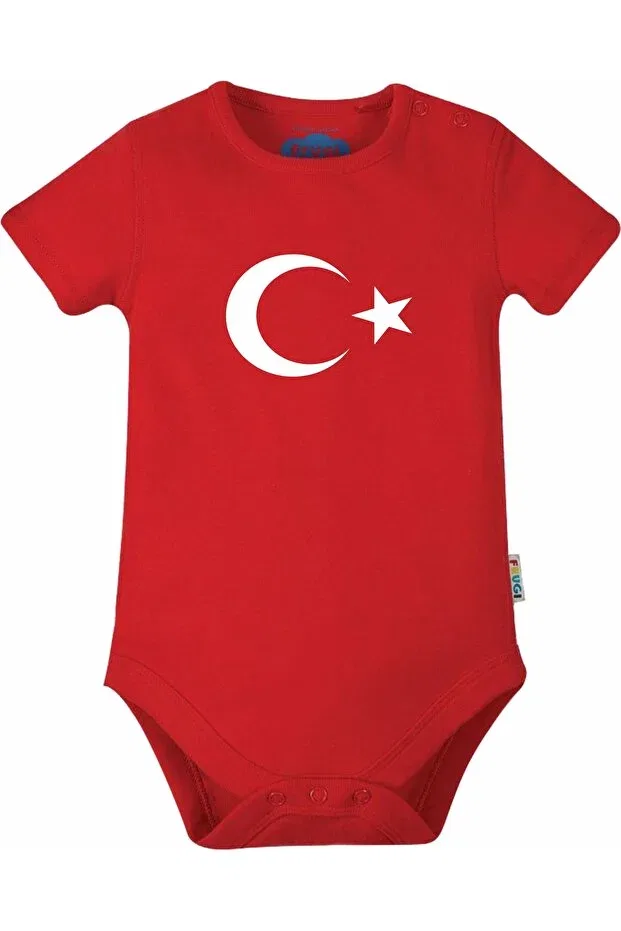 Детское боди с принтом Ayyıldız turkey printed red baby bodysuit Venüsdijital, Red