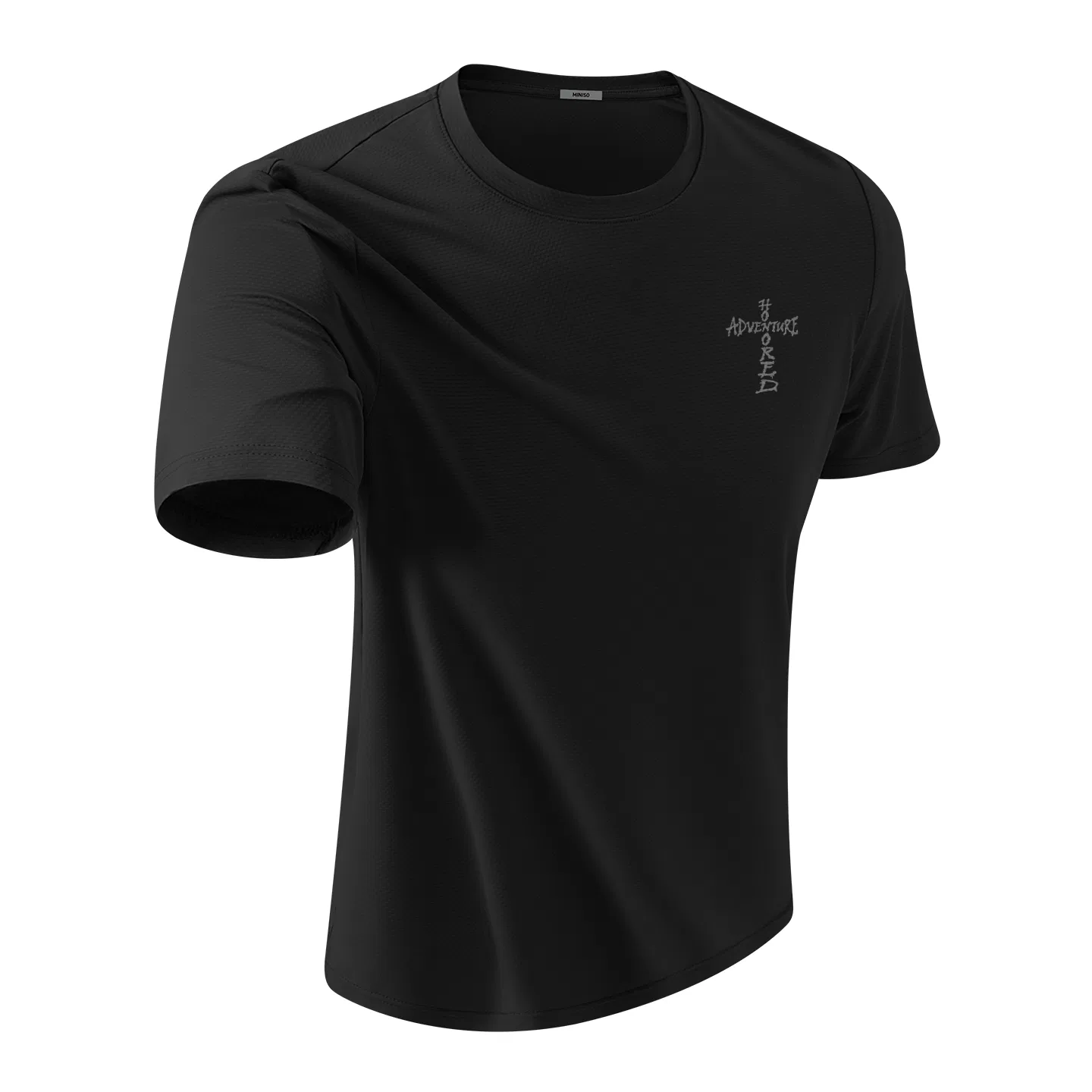 Футболка детская с принтом Cross Dark Line Chest Logo MINISO, Sea Blue — фото 3