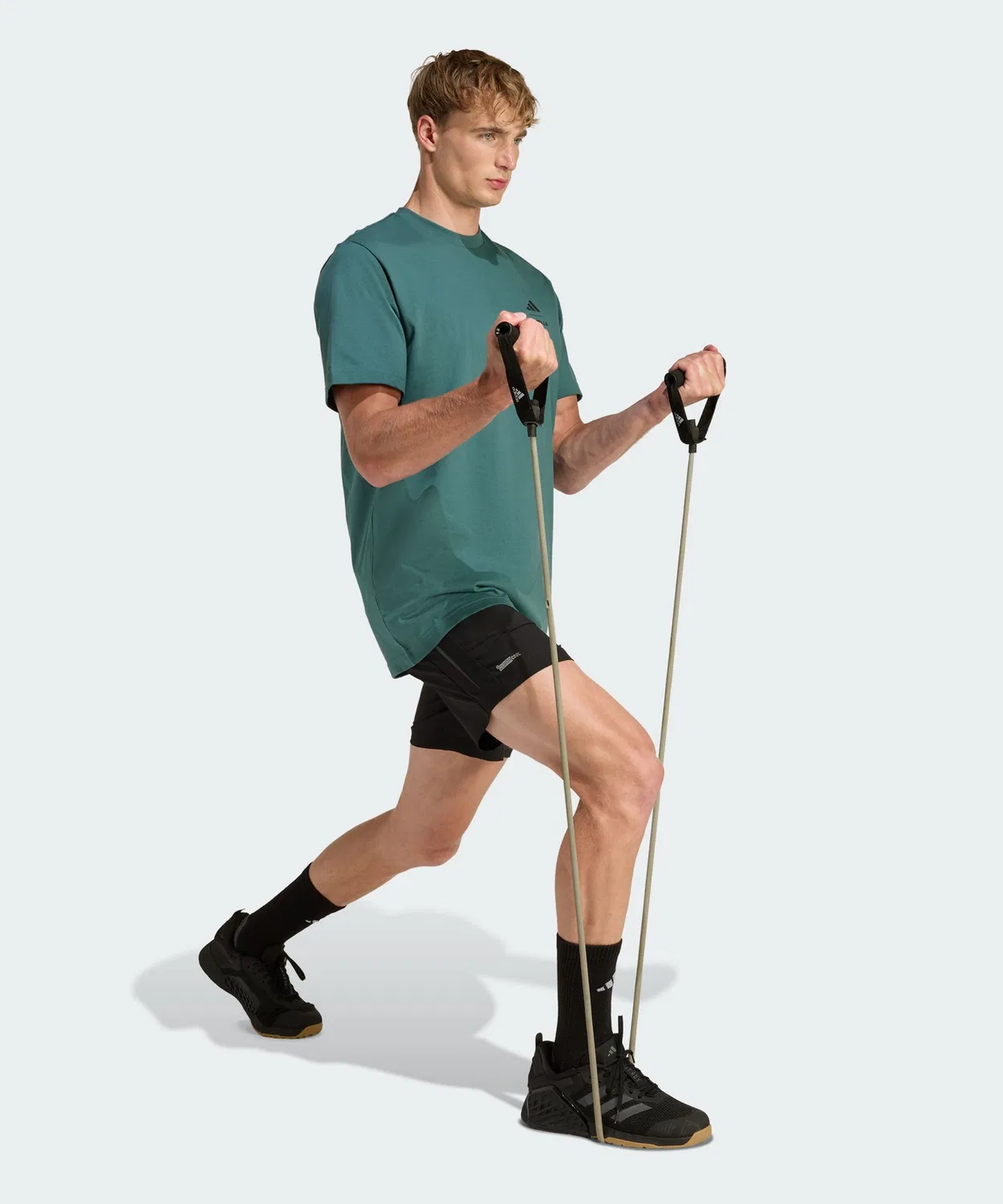 Мужская футболка свободного кроя с графическим принтом LESMILLS Glove Graphic Adidas, Green — фото 4