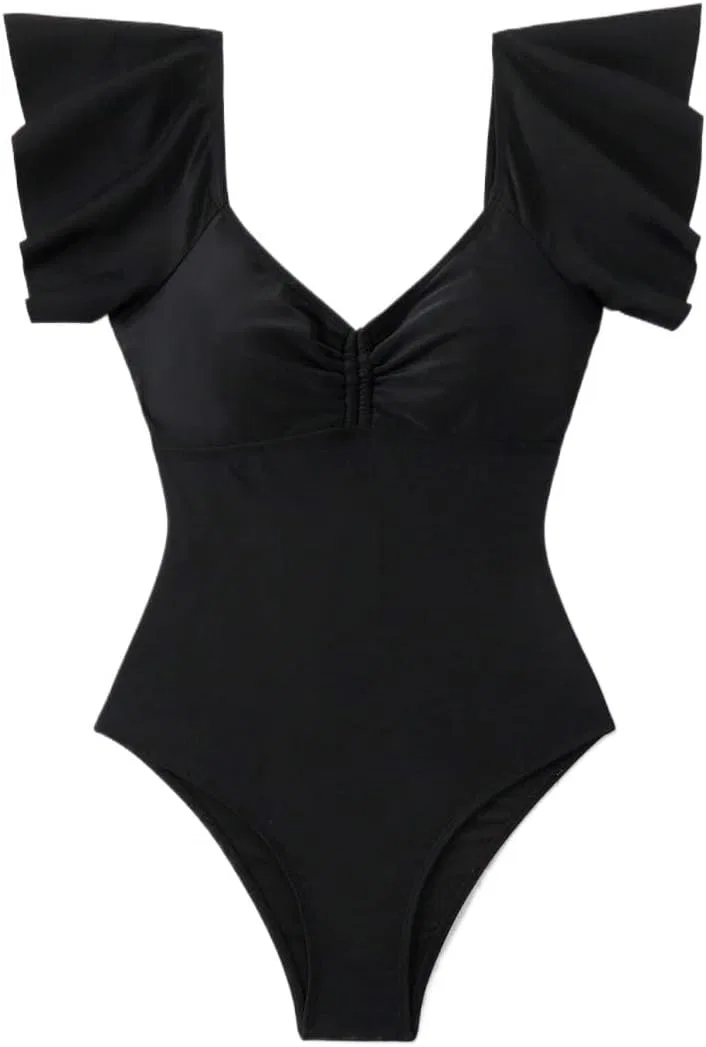 Женский цельнокроеный купальник с драпировкой Elegant, Black