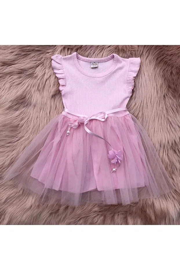 Детское платье для девочек с оборками Розовое Ruffle Tulle Skirt Retro Women, Pink