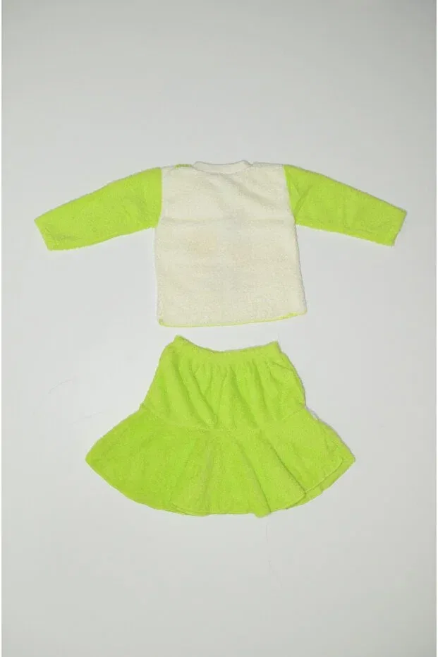 Детский комплект для девочек с длинным рукавом Winter welsoft rose skirt suit Baby Slon Kids Clup, Green — фото 2