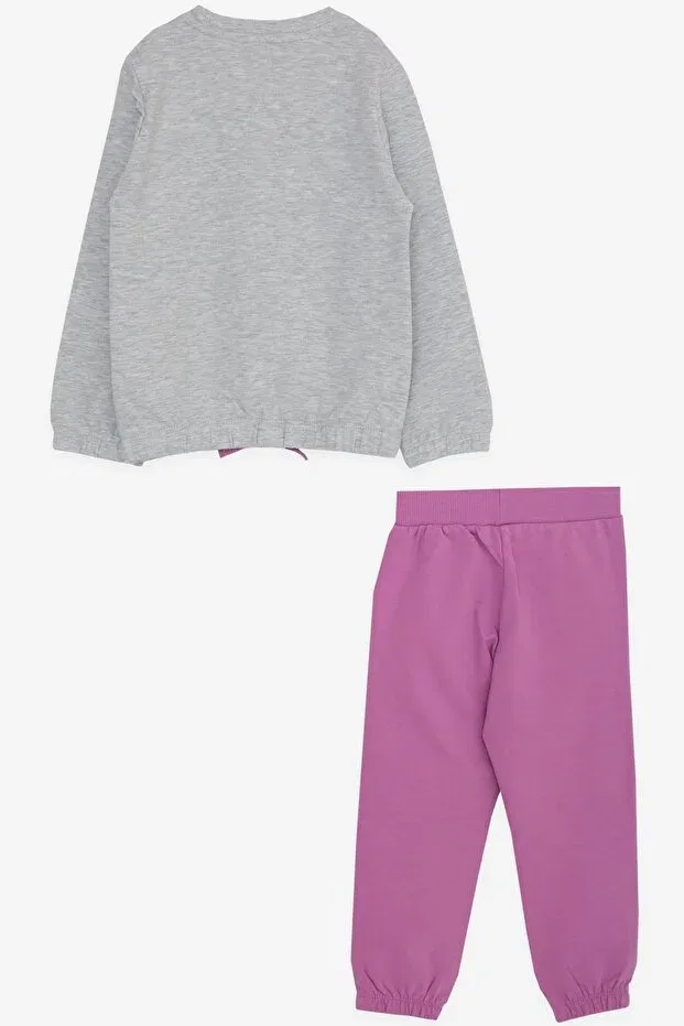 Детский спортивный костюм для девочек с принтом Breeze, Light Gray Melange — фото 2