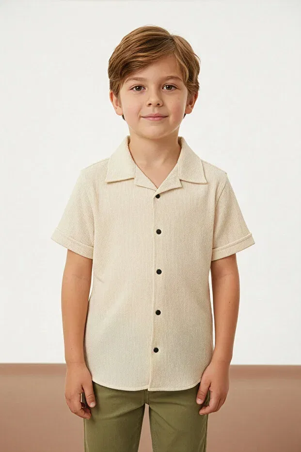 Детская рубашка для мальчиков с коротким рукавом Fulla Moda, Beige