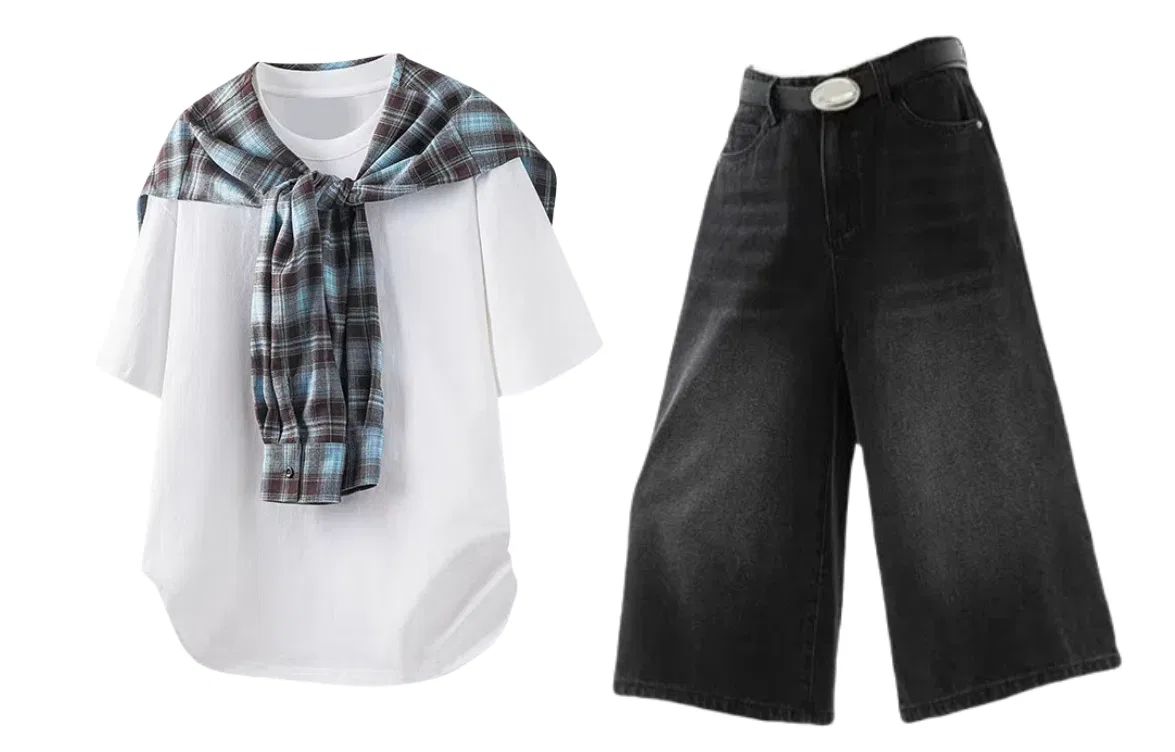 Детский комплект спортивной одежды с круглым вырезом Casual Sportswear GWAF, White/Vintage Black