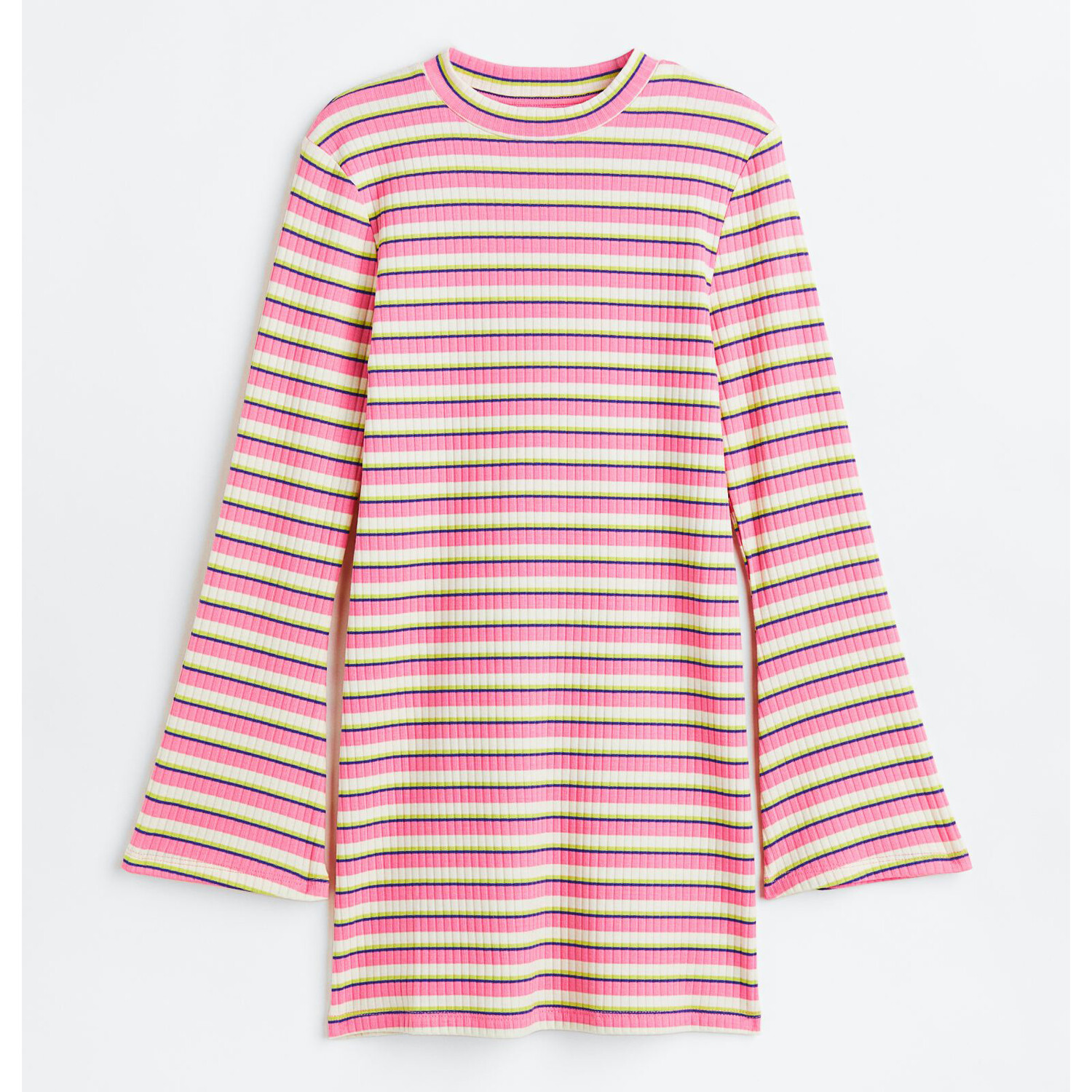 

Платье из джерси с рукавами-трубой H&M Striped, розовый