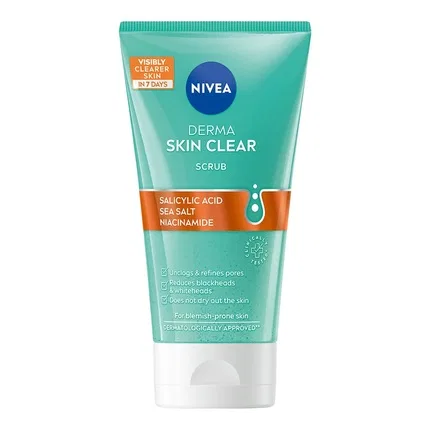 Скраб отшелушивающий против высыпаний Nivea Derma Skin Clear, 150 мл