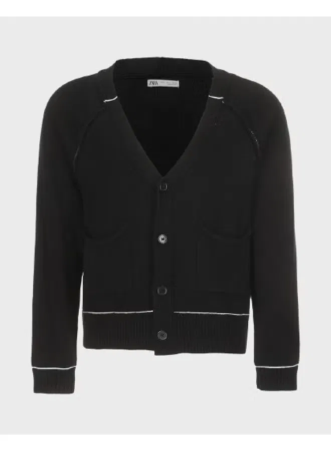 Кардиган свободного кроя хлопковый Zara, черный