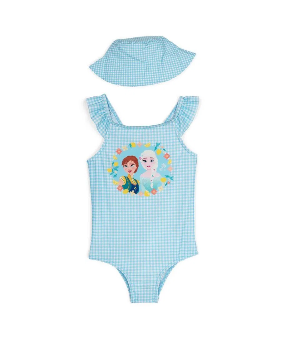 Комплект для девочки: купальник и панама Frozen, Light Blue Anna Elsa