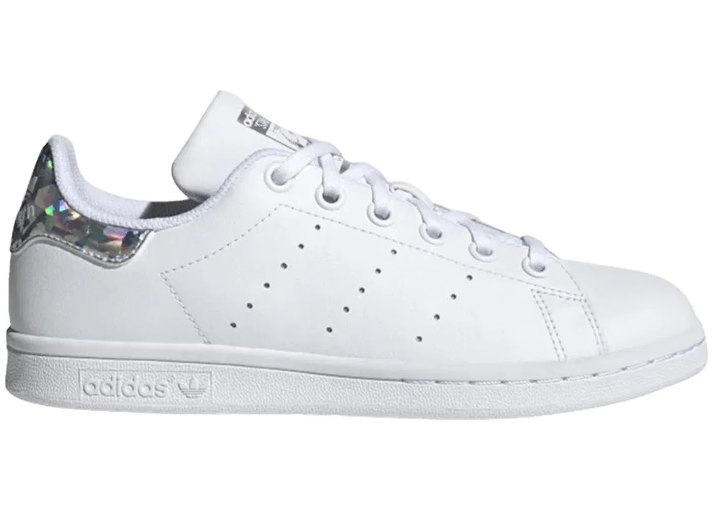 Детские кроссовки с блестящей пяткой Stan Smith Adidas, Cloud White Cloud White Core Black