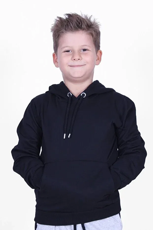 Детское худи для мальчиков с принтом X Printed Kangaroo Pocket Hooded Panio Kids, Black
