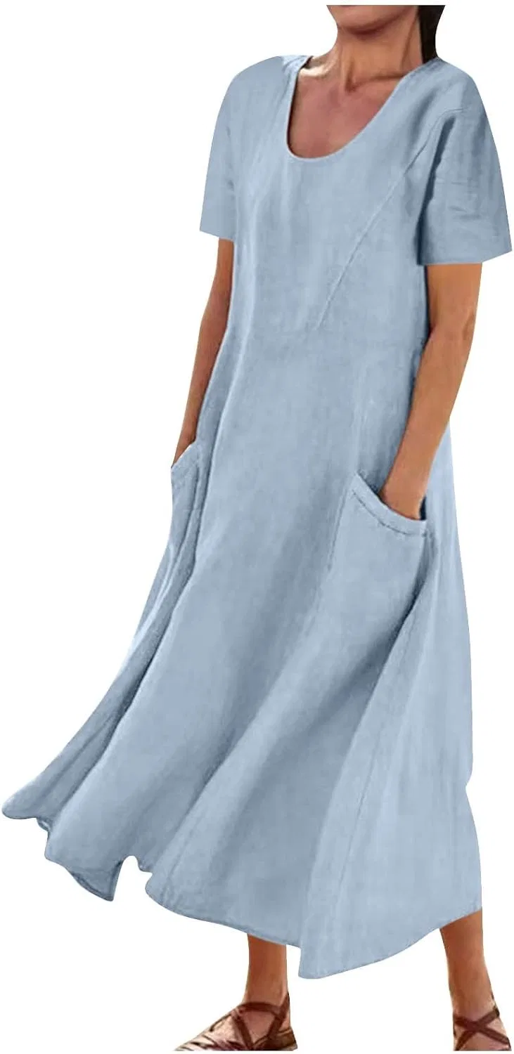 Женское летнее платье свободного кроя с рюшами Swing Dresses, Sky Blue
