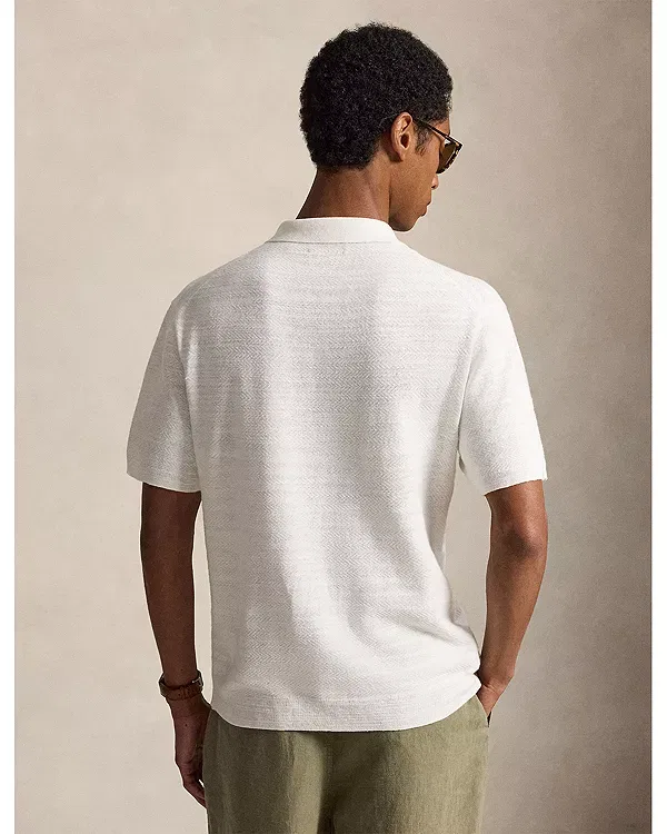 Мужская рубашка-кардиган с коротким рукавом Polo Ralph Lauren, белый — фото 3
