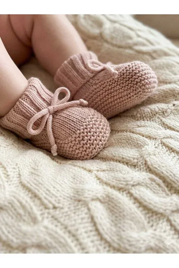 Детские пинетки для девочек из трикотажа комплект Ida Triko, Pink Ecru Dried Roses — фото 4