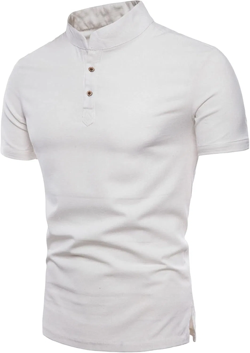 Мужская хлопковая рубашка поло Henley Slim Fit, White