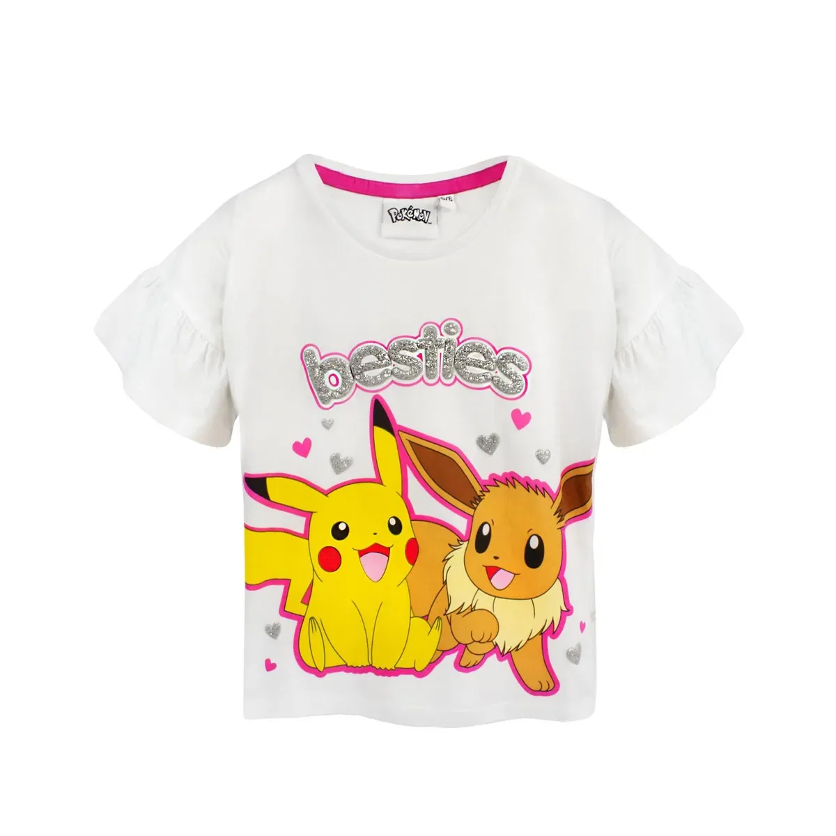 Детский комплект пижамы с коротким рукавом и длинной штаниной Pokemon Pikachu Eevee, White — фото 3
