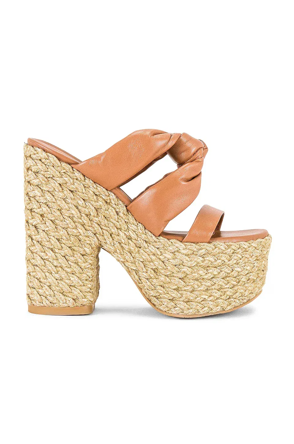 Мужские сандалии Stuart Weitzman Playa Sohigh 145 Knot Platform Slide, бежевые HTAT491 — фото 2