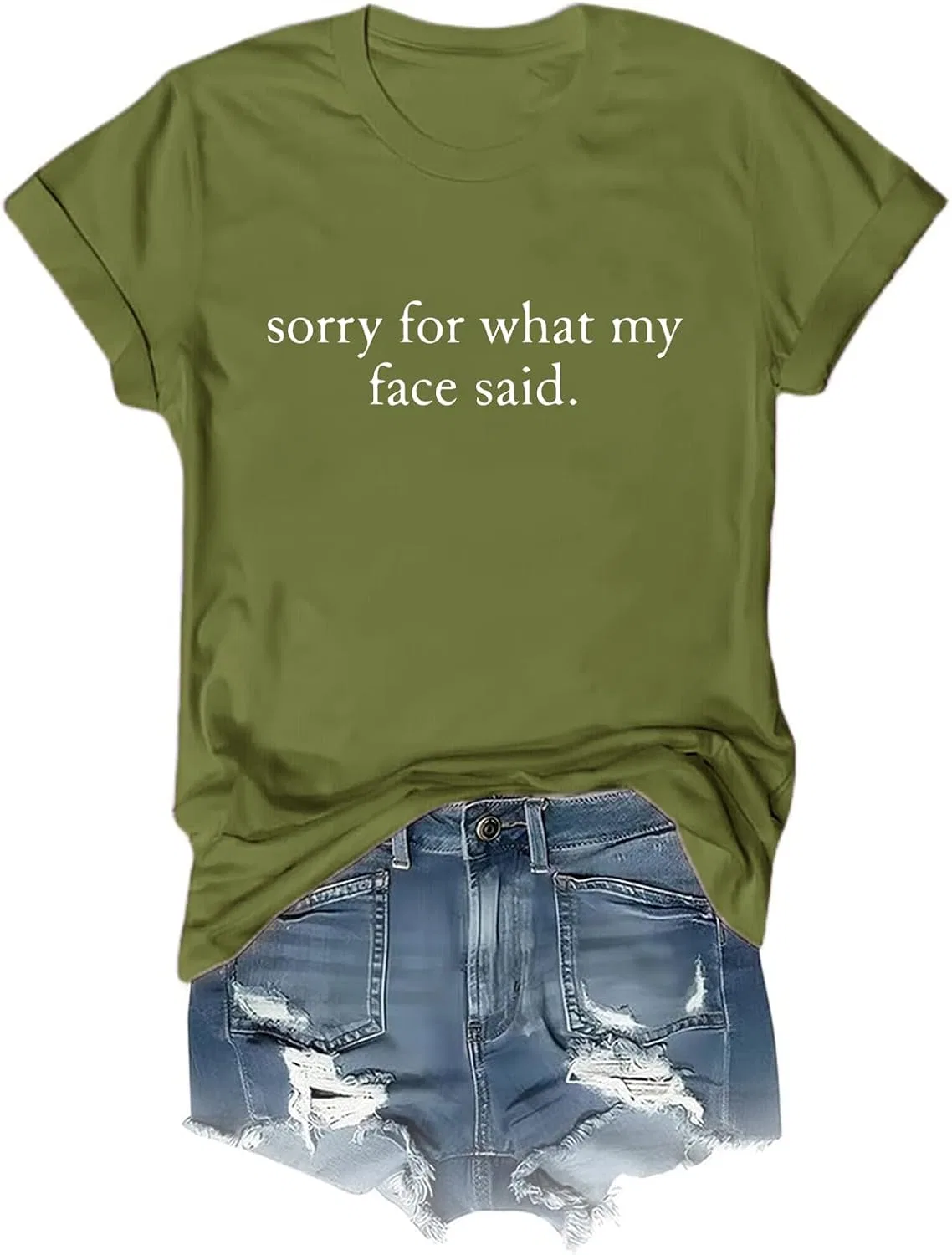 Мужская футболка с принтом Sorry for what my face said, Army Green
