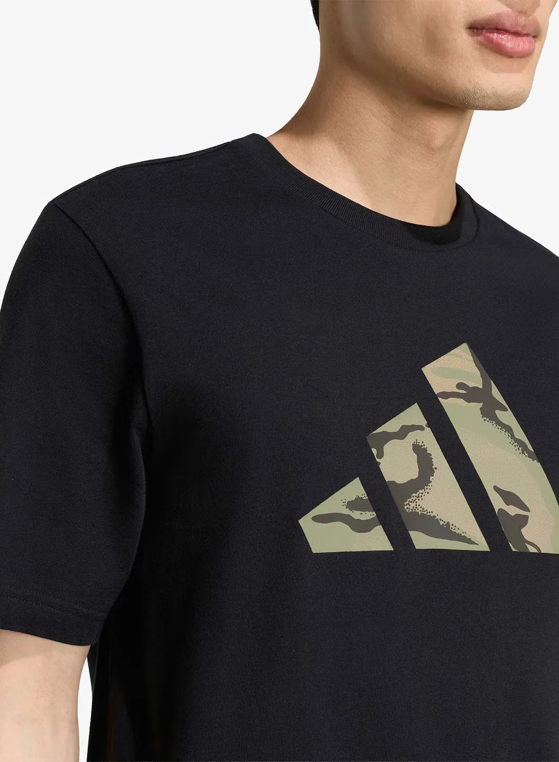 Футболка с принтом камуфляж и логотипом 3-Stripes Adidas, черный — фото 3
