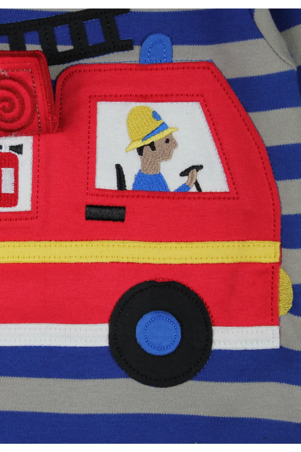 Детская футболка с длинным рукавом Fire Engine Applique Toby Tiger, Blue — фото 4