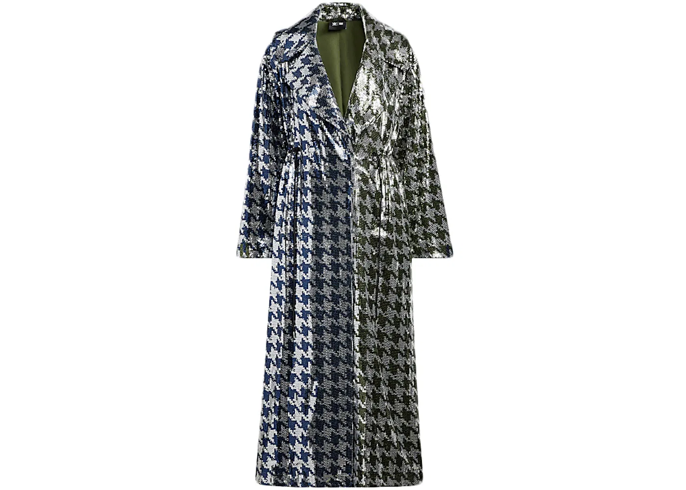 Женская куртка с пайетками и принтом «гусиная лапка» Long Sequin Houndstooth Jacket Adidas, Dark Blue/Wild Pine/Metallic Silver