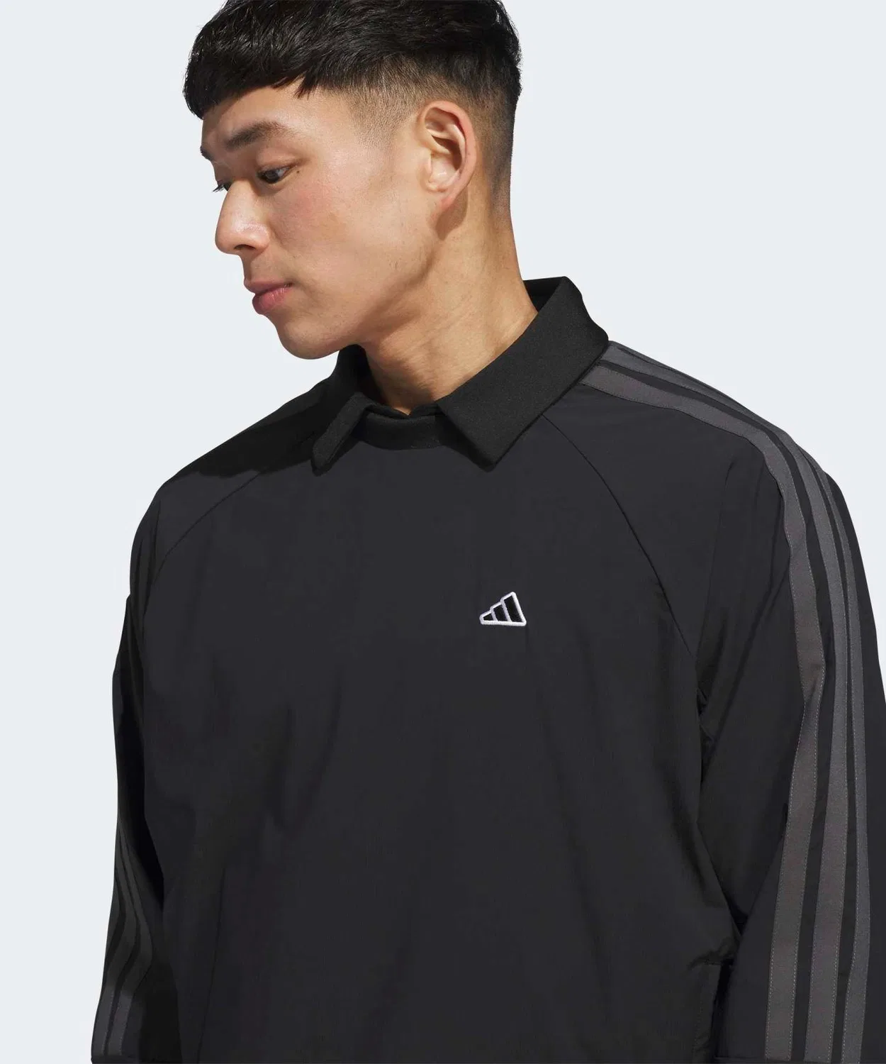 Мужская ветровка с длинным рукавом модель Three Stripes Woven Crew Sweatshirt от Adidas, Черный — фото 3