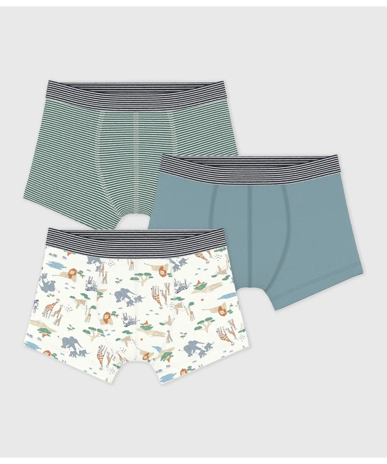 Детские трусы-боксеры с принтом, комплект из 3 штук, Petit Bateau, Multi