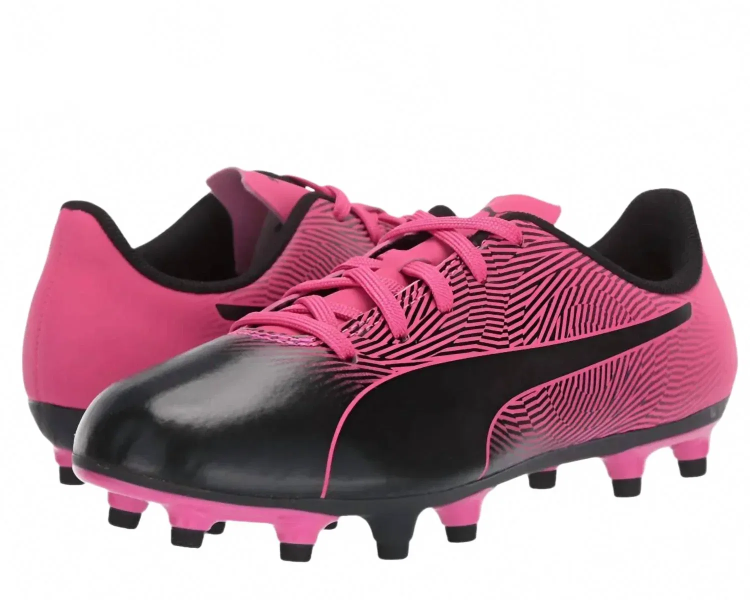 Детские футбольные бутсы для девочек для твердого грунта Spirit II FG Jr Puma, Black-Knockout Pink